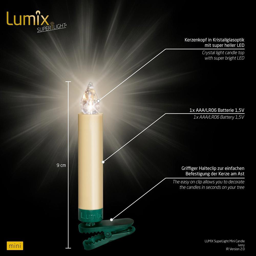 Led Christmas Tree Candles Lumix Superlight Mini Gold Color Base