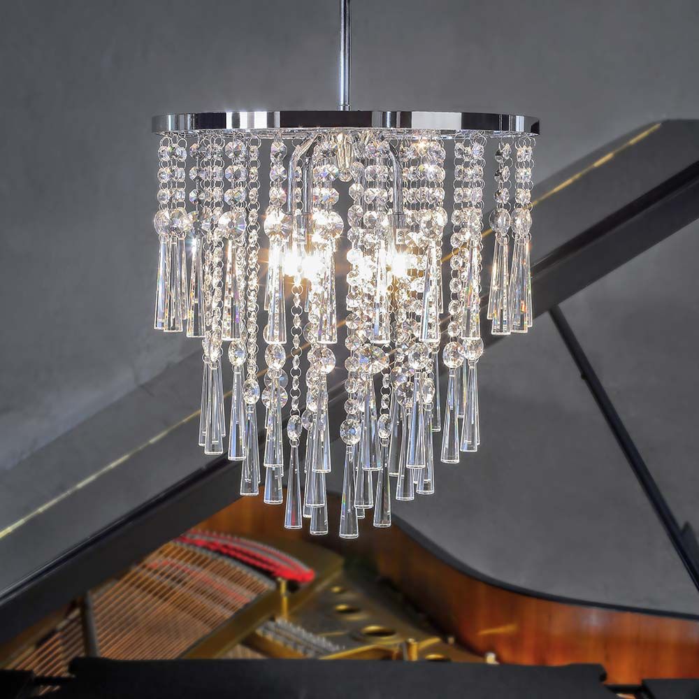Lámpara Luxoria 6 luces cromada, transparente
