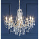 Kronleuchter Odessa 8-flg. Goldfarben, Transparent mit elegantem Design und funkelnden Kristallen.