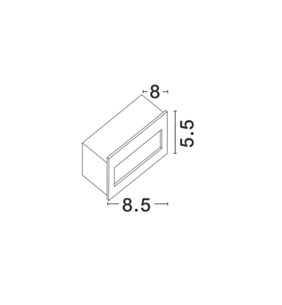 Technische Zeichnung der Krypton LED Außenwandeinbauleuchte 8,5cm Lichtauslass Hor. Slot 3000K IP54.