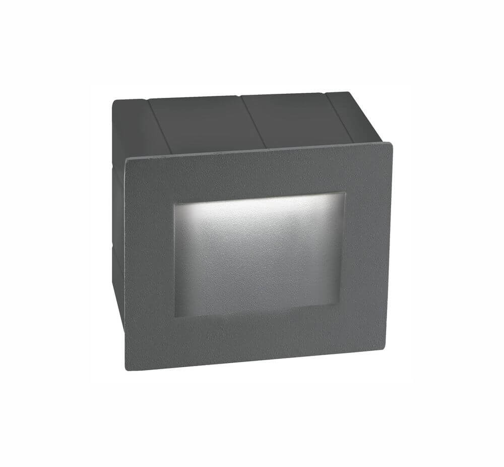Krypton LED Außenwandeinbauleuchte quadratisch 3000K weiß IP54 für stilvolle Außenbeleuchtung.