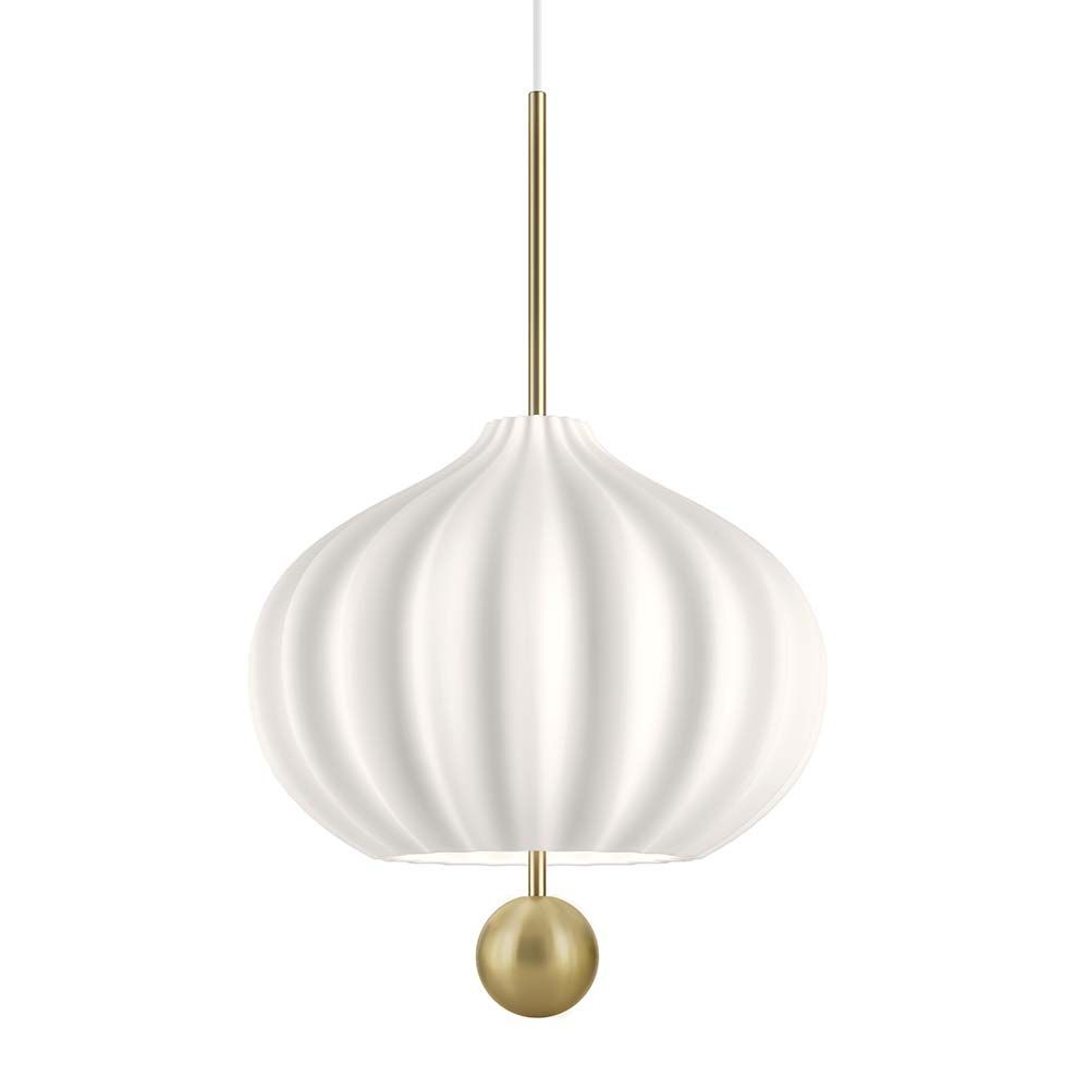 Kundalini lámpara colgante Lilli con pantalla de cristal opal Ø 32cm latón