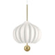 Kundalini Hängelampe Lilli mit Opalglas-Schirm Messing Ø 32cm, elegante Pendelleuchte mit geschwungener Form und goldenen Akzenten.