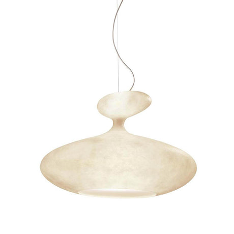 Kundalini pendant light E.T.A Sat Ø 80cm fiberglass with elegant curves and a handmade diffuser.