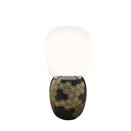 Kundalini Keramik Tischlampe Hive 47cm Dimmbar mit modernem, zeitlosem Design und goldmusternder Oberfläche.