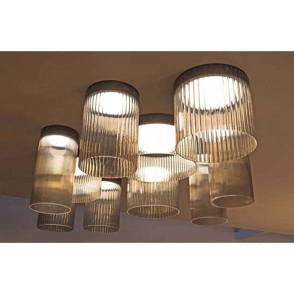 Kundalini LED Deckenleuchte Giass Ø 40cm Dimmbar, moderne Deckenleuchte mit vintage Stil und reflektierenden Gläsern.