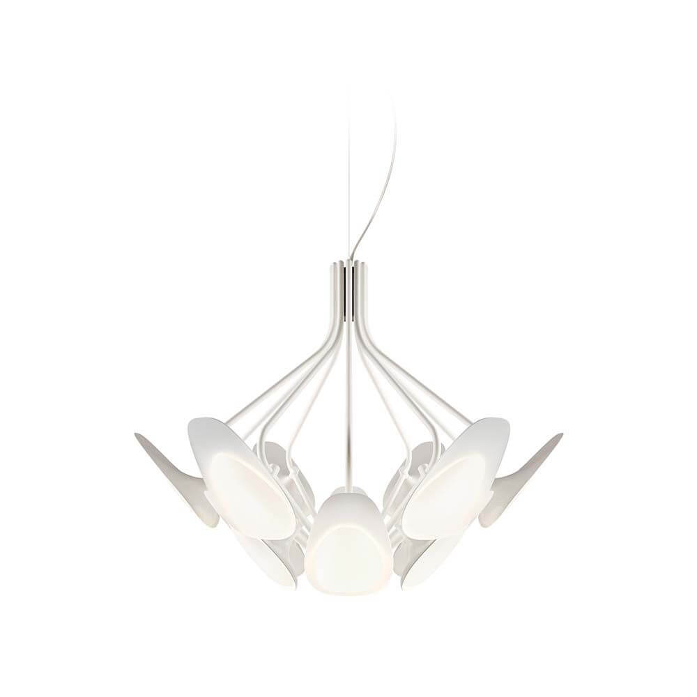 Kundalini LED Designleuchte Peacock mit 12 Armen Ø 80cm in elegantem, modernem Design und zahlreichen Lichtquellen.