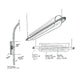 Skizze der Kundalini LED Esstischleuchte Nami 150cm Dimmbar mit Details zu LED-Bar und Diffusion.