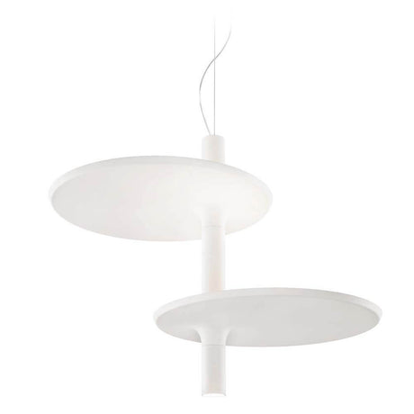 Kundalini LED Pendelleuchte Victoria 55cm Dimmbar mit zwei runden, weißen Scheiben für diffuses Licht.