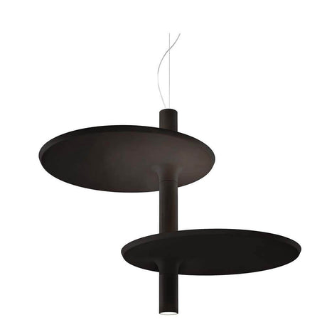 Kundalini LED Pendelleuchte Victoria 55cm Dimmbar mit zwei stilvollen, runden Lampenschirmen in Schwarz.