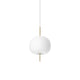 Kundalini Opalglas Pendelleuchte Kushi Ø 16cm, weiße runde Lampe mit goldener Stange, modernes Design.