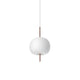 Kundalini Opalglas Pendelleuchte Kushi Ø 16cm in minimalistischer, runder Form mit einem Hängeelement.
