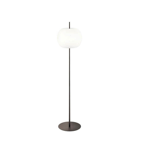 Kundalini Stehlampe Kushi XL mit Opalglasschirm 183cm Dimmbar, modern und elegant in runder Form.