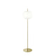 Kundalini Stehlampe Kushi XL mit Opalglasschirm 183cm Dimmbar auf goldfarbenem Fuß.
