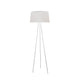 Kundalini Stehlampe Tripod mit Stoffschirm 175cm Dimmbar, modernes weiß lackiertes Dreibeingestell mit schlichtem Schirm.