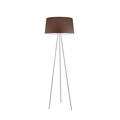 Kundalini Stehlampe Tripod mit Stoffschirm 175cm Dimmbar in Braun mit modernem Dreibeingestell