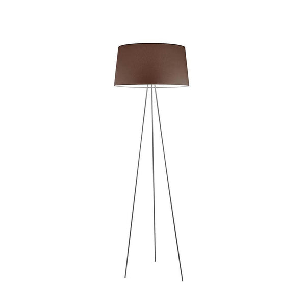 Lampe sur pied Kundalini Tripod avec abat-jour en tissu 175 cm, à intensité variable, en marron avec piètement trépied moderne
