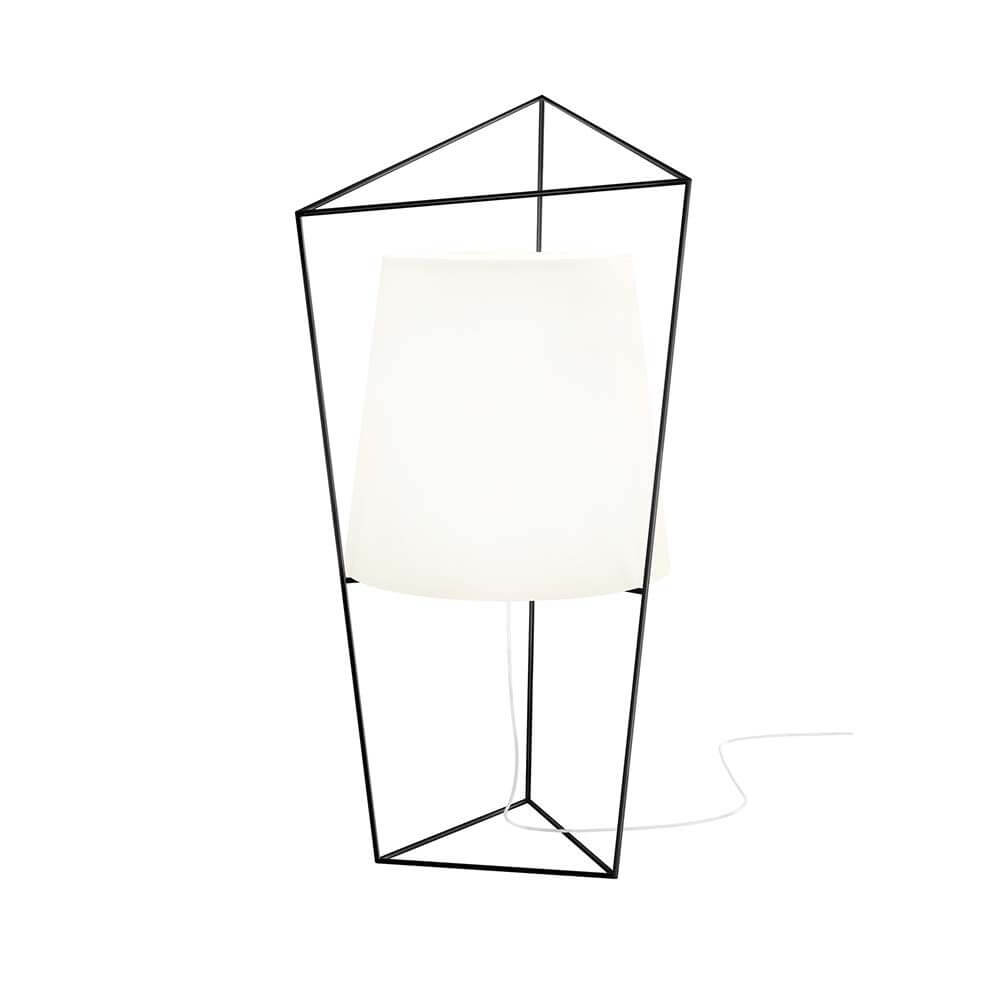 Kundalini Tischlampe Tatu 69cm mit Dimmer, moderne Tischleuchte mit geometrischem Design und Glasdiffusor.