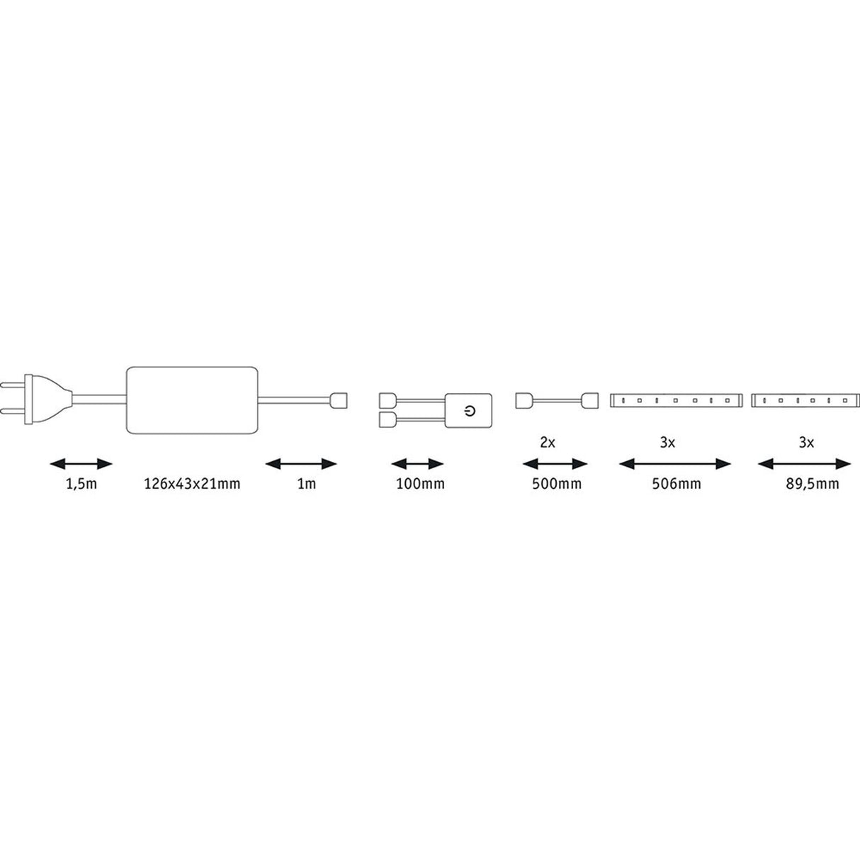 LED 500 Strip Warmweiß Küchenset Basis-Set 1,8m