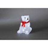 Urso polar acrílico LED com laço vermelho 16 díodos brancos frios