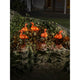 LED Acryl Flamingos 5er-Set 40 bernsteinfarbene Dioden IP44 auf Stein mit Pflanzen