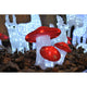 LED Acryl Fliegenpilz 3er-Set 48 Kaltweiße Dioden IP44 auf einem winterlichen Deko-Hintergrund.