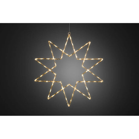 LED Acryl Stern 10 Zacken 120 Warmweiße Dioden IP44 mit warmem Licht im Dunkeln.