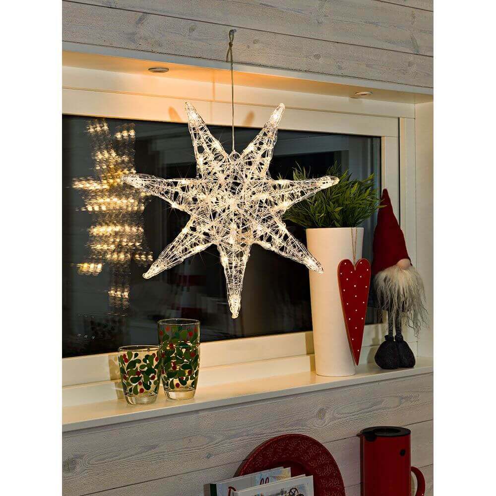 LED Acryl Stern groß 32 Warmweiße Dioden