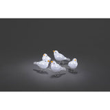 LED Acryl-Vögel 5er-Set in Kaltweiß, ideal für eine festliche Garten-Dekoration und magische Winteratmosphäre.