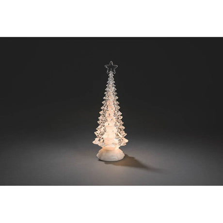 LED Acryl Weihnachtsbaum rotierend 3 Warmweiße Diode batteriebetrieben – transparenter Weihnachtsbaum mit warmweißem Licht.