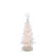 LED Acryl Weihnachtsbaum rotierend 3 Warmweiße Diode batteriebetrieben, transparent mit Stern, sanft drehend, warmes Licht.