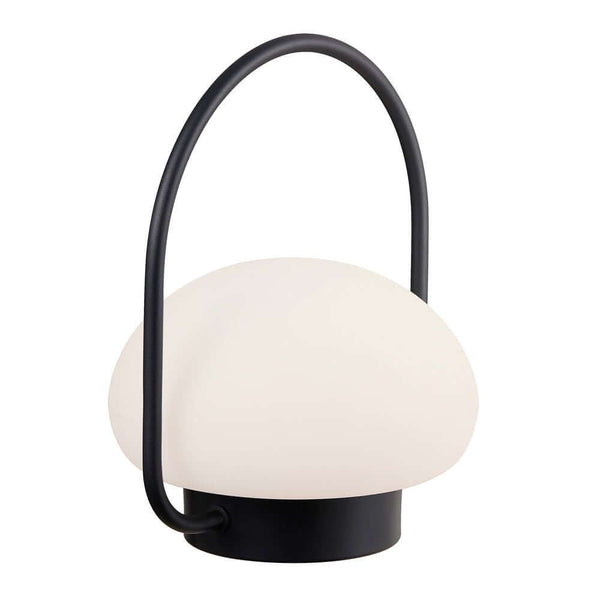 LED Akkuleuchte Sponge To Go IP65 von Nordlux, tragbare Tischleuchte in Pilzform mit schwarzem Griff