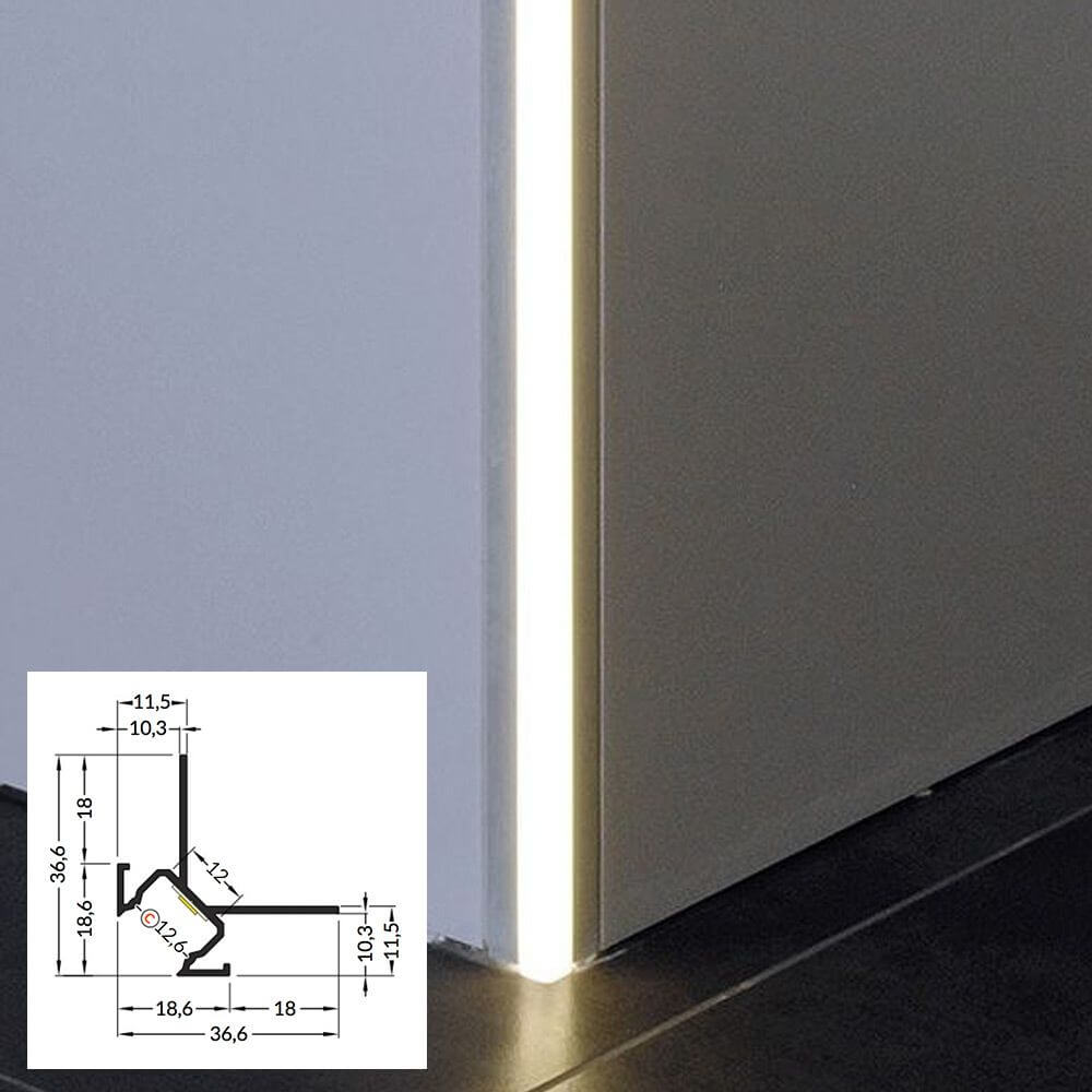 LED Aluminium Profil 2m Aufbau – Elegante Lichtlösungen für Aufbaumontage mit Maßzeichnung.
