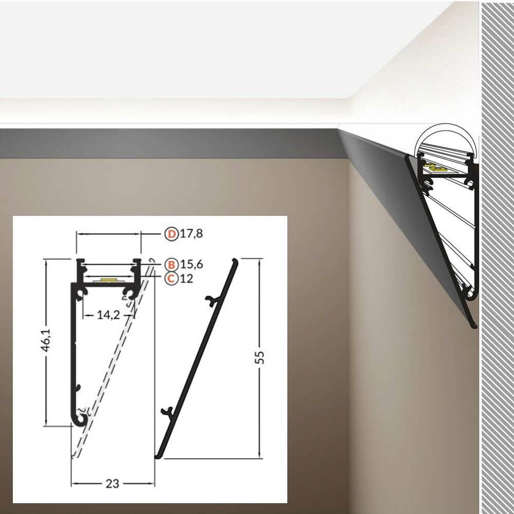 Profilé Aluminium Gris 2m pour Ruban LED Profilé Aluminium Gris 2m pour Ruban LED