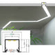 LED Aluminium Profil 2m Einbau mit Abmessungen und Lichtinstallation an der Decke.