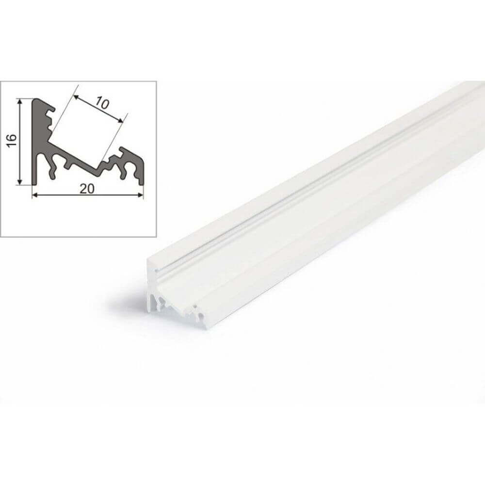 LED -aluminiumprofil 2 meter hörn 30 ° vit utan täckning