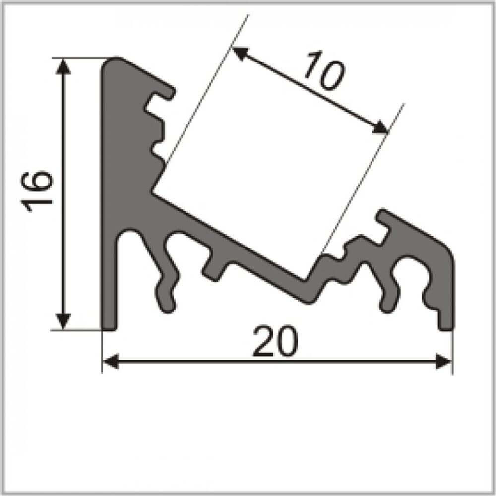 LED -aluminiumprofil 2 meter hörn 30 ° vit utan täckning