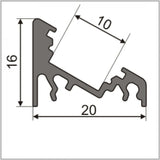 LED -aluminiumprofil 2 meter hörn 30 ° vit utan täckning