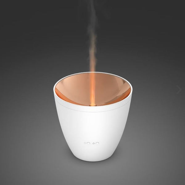 LED Aroma Diffuser Zoe Tischlampe mit Effekt-Licht, Raumbedufterin mit Amber Light und goldenem Flammenspiel