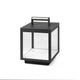 LED Akku Tisch- & Bodenlampe KERALA IP54 Dunkelgrau mit transparentem Design und Tragegriff.