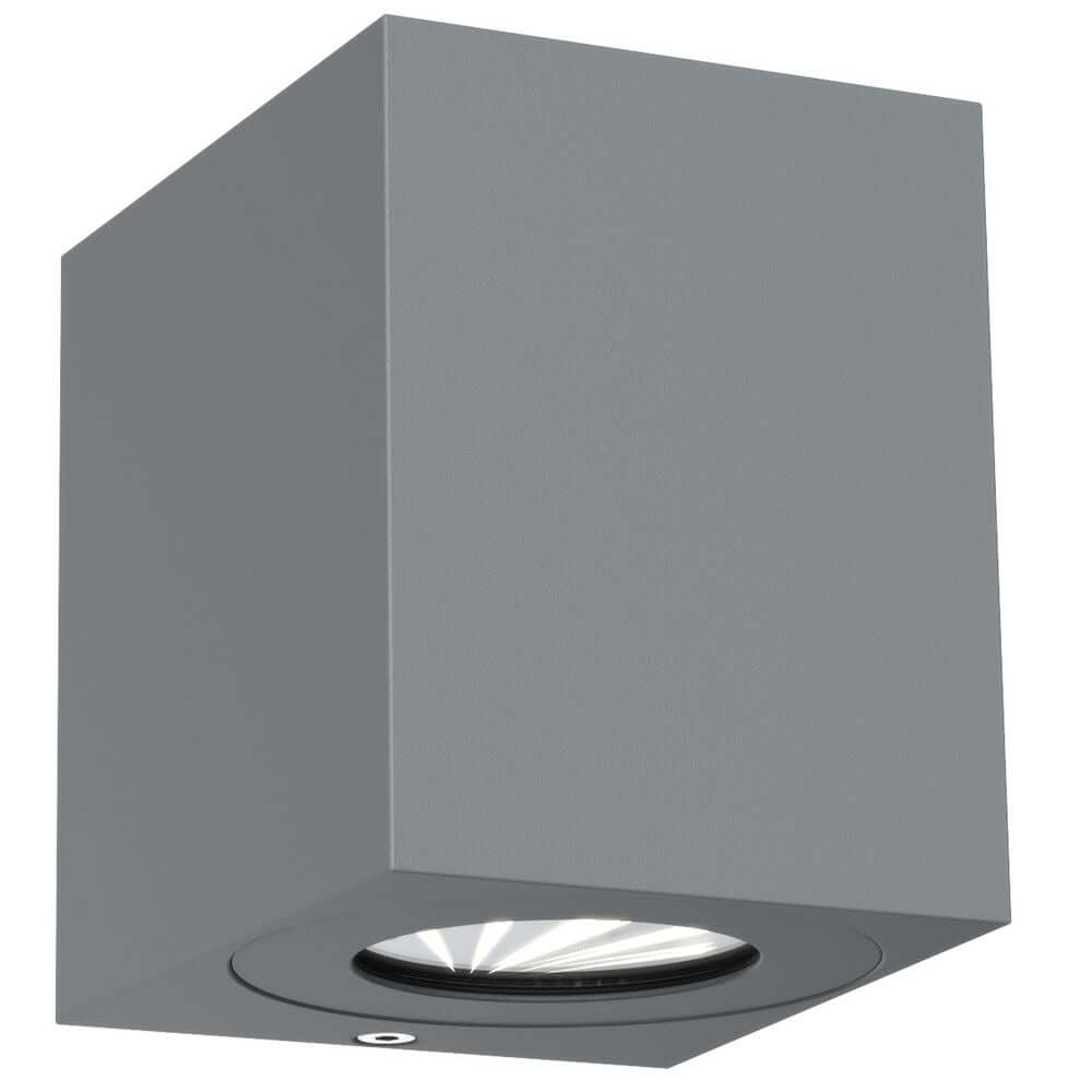 LED Außen-Wandlampe Canto Kubi 2 IP44 Grau in grauem, minimalistischen Design, geeignet für Innen- und Außenbereich.