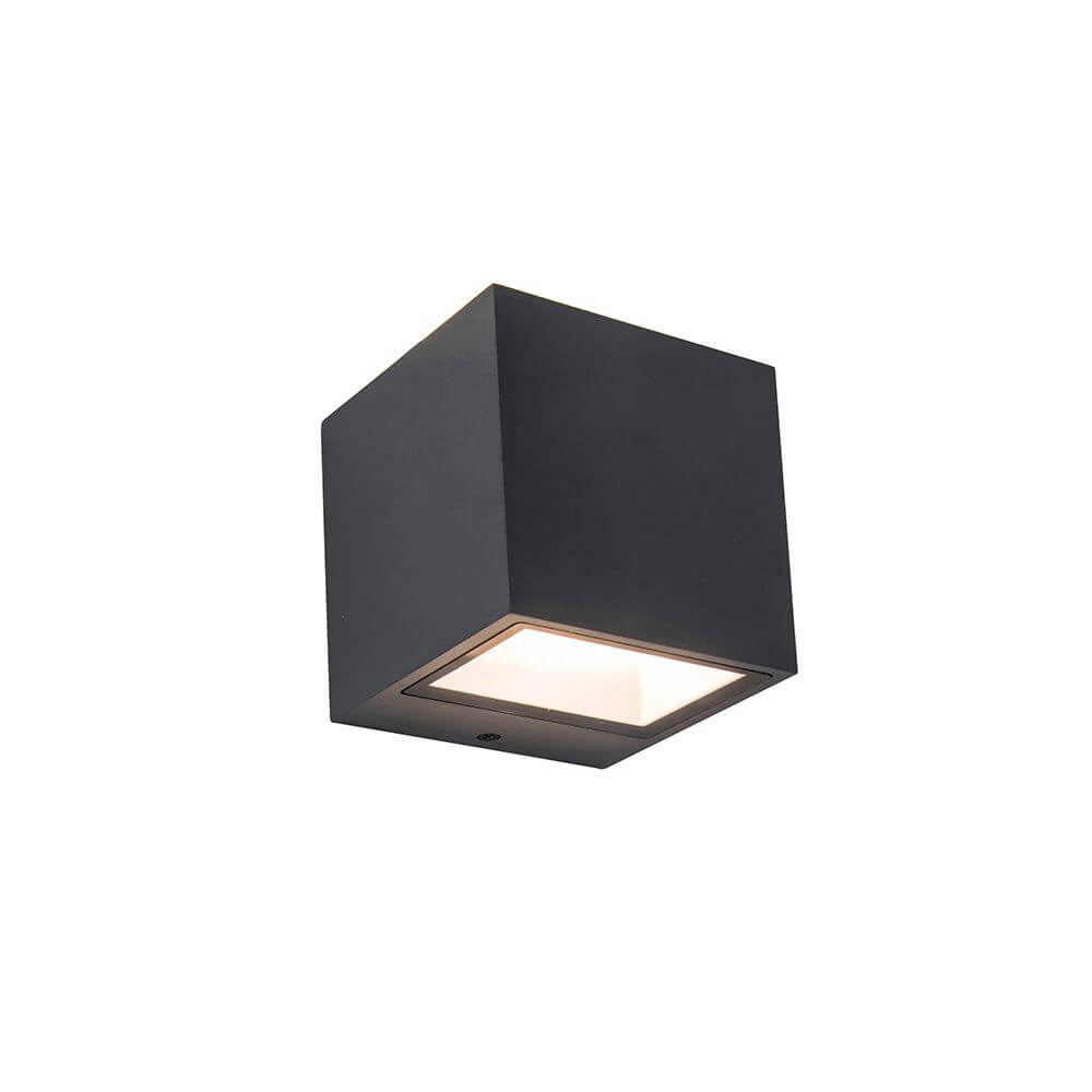 LED Außen-Wandlampe Gemini IP44 Anthrazit mit quadratischem Design und Up-&-Down-Licht für faszinierende Effekte.