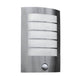LED Außen-Wandlampe Slim mit Sensor IP44 Edelstahl in modernem Design mit Edelstahl- und Diffusor-Elementen.
