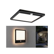 LED Außenpanel Lamina Bewegungsmelder Eckig Kunststoff Schwarz, quadratische Außenleuchte für Wand und Decke