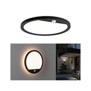 LED Außen Wand- & Deckenpanel Lamina Bewegungssensor, rundes schwarzes Außenpanel für Wand und Decke