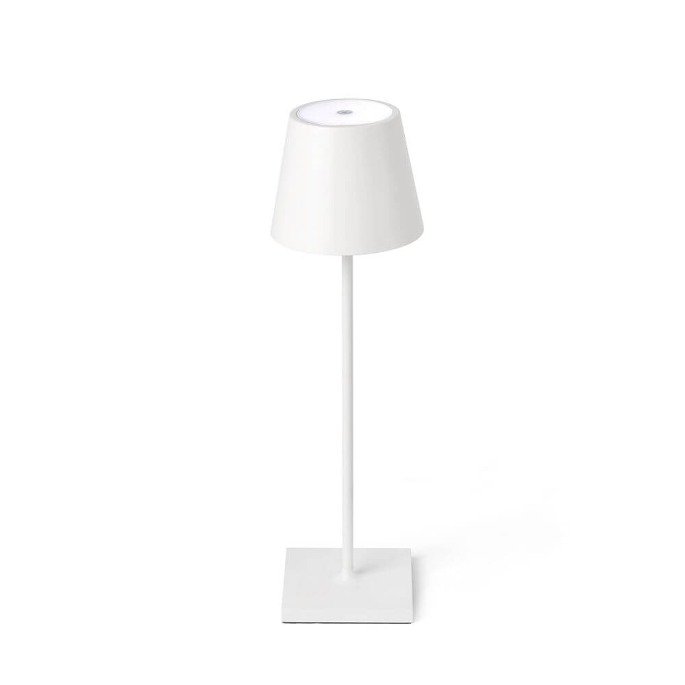 LED Akku-Außentischlampe TOC IP54 Weiß für den Außenbereich, stilvolle LED-Lampe in Weiß.