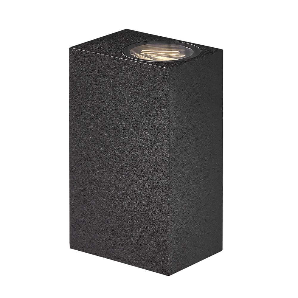 LED Außenwandlampe Asbol Kubi IP44 in minimalistischer, kubischer Form für Innen- und Außenbereich.