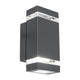 LED Außenwandlampe Focus IP44 Anthrazit in modernem Design mit klarem Lichtauslass und seitlichem Lichtschlitz.