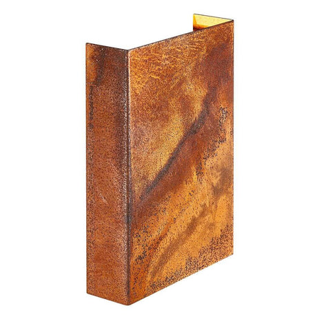LED Fold 15 IP54 outdoor wall light with a rustic rust-colored finish and modern design.