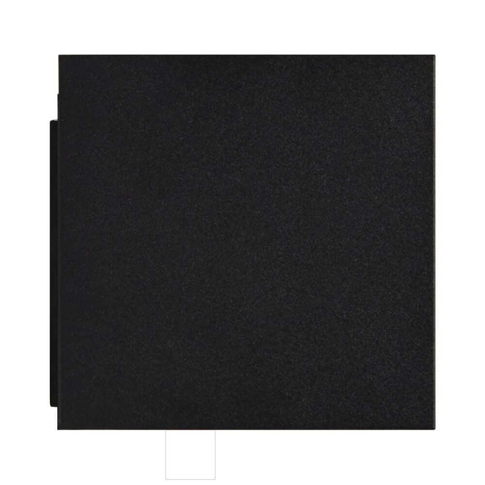 LED Außenwandlampe Milda kubi IP44 in minimalistischer, quadratischer, schwarzer Ausführung.